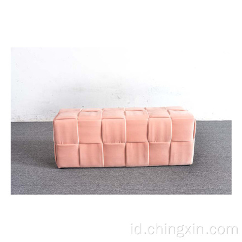 Pink Beludru Penyimpanan Ottoman Furniture Ruang Tamu